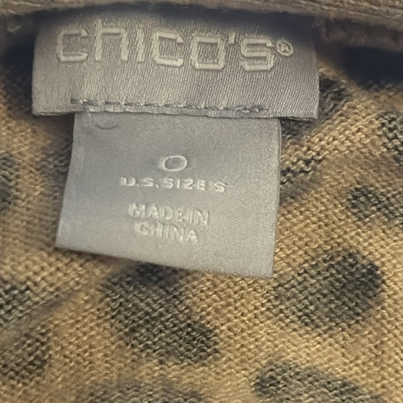 Chico’s Cotton - Cashmere-Blend‎ Animal-Print Tunic Sweater Sz 0 - Picture 6 of 10